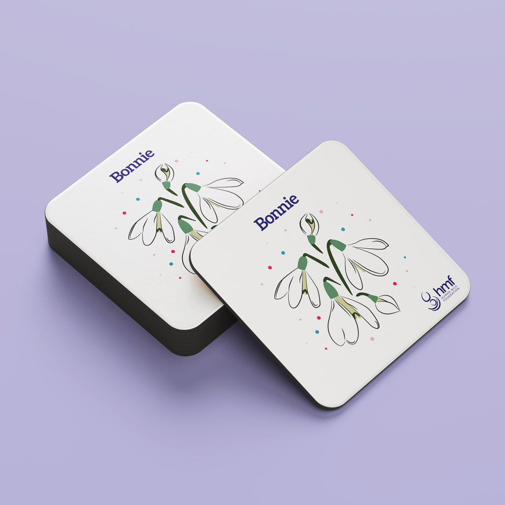 Snowdrops - Twinkly Dots Personalised Coaster