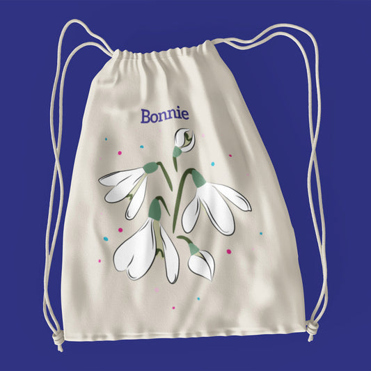 Snowdrops - Twinkly Dots Personalised Drawstring Bag